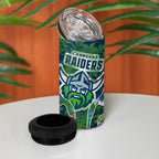 Canberra Raiders 4 in 1 Can Cooler Tumbler Tropical Hibiscus Floral Pattern With Green And Navy Accents