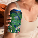 Canberra Raiders 4 in 1 Can Cooler Tumbler Tropical Hibiscus Floral Pattern With Green And Navy Accents