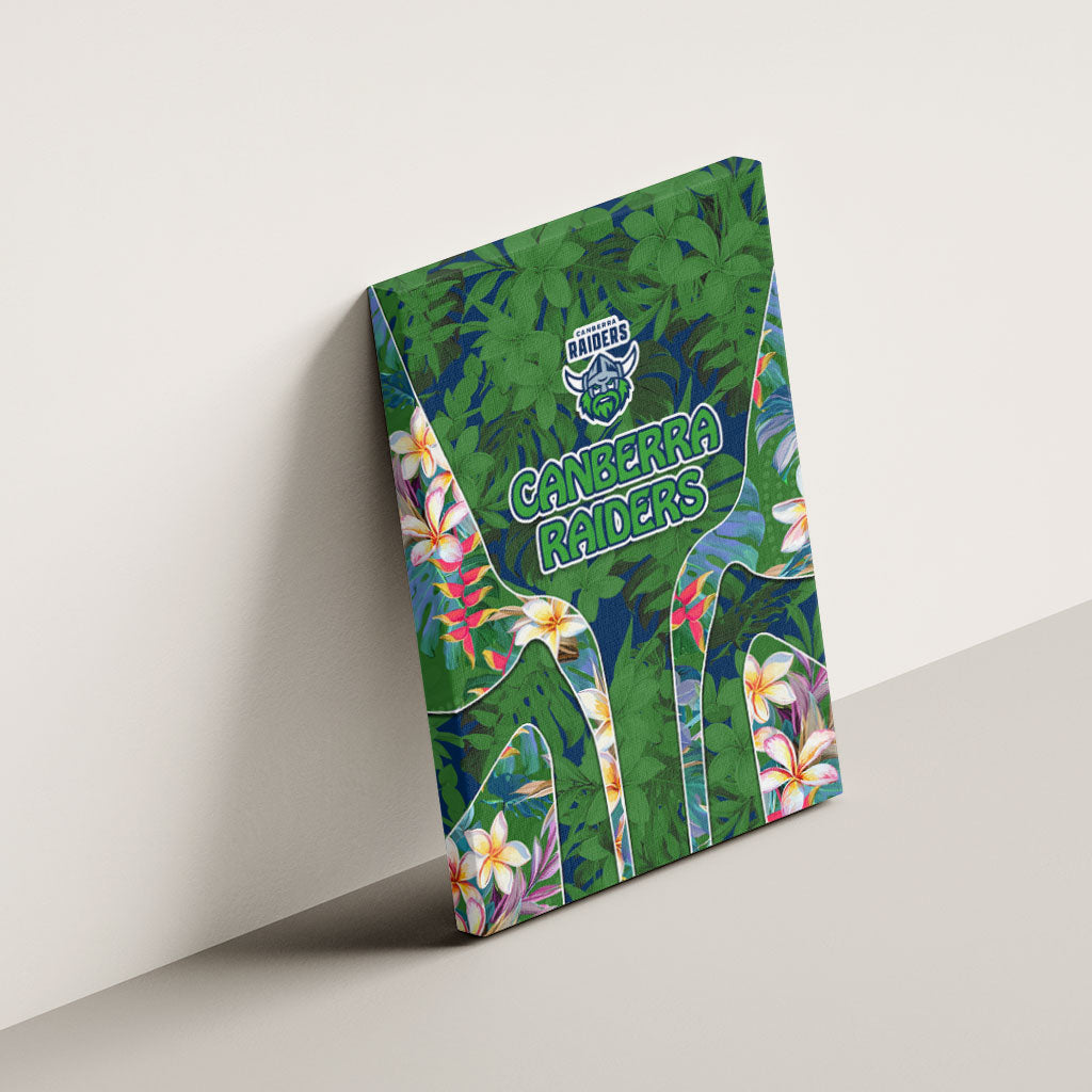 Canberra Raiders Canvas Wall Art Tropical Hibiscus Floral Pattern With Green And Navy Accents