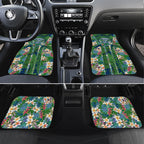Canberra Raiders Car Mats Tropical Hibiscus Floral Pattern With Green And Navy Accents