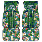 Canberra Raiders Car Mats Tropical Hibiscus Floral Pattern With Green And Navy Accents