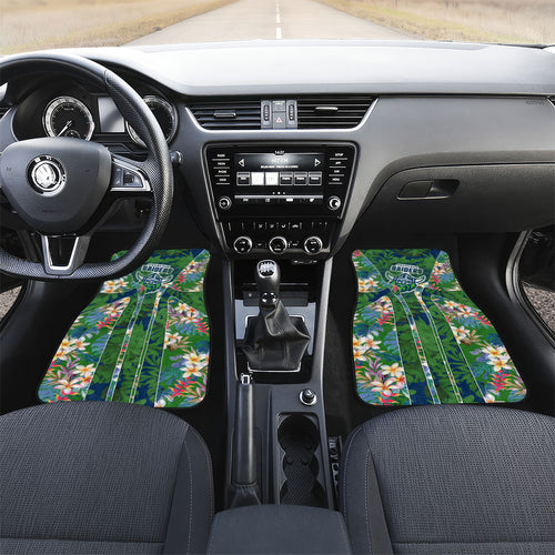 Canberra Raiders Car Mats Tropical Hibiscus Floral Pattern With Green And Navy Accents