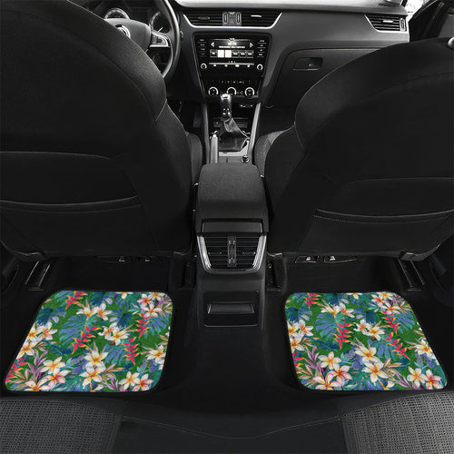 Canberra Raiders Car Mats Tropical Hibiscus Floral Pattern With Green And Navy Accents