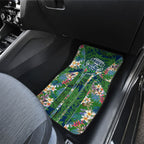 Canberra Raiders Car Mats Tropical Hibiscus Floral Pattern With Green And Navy Accents