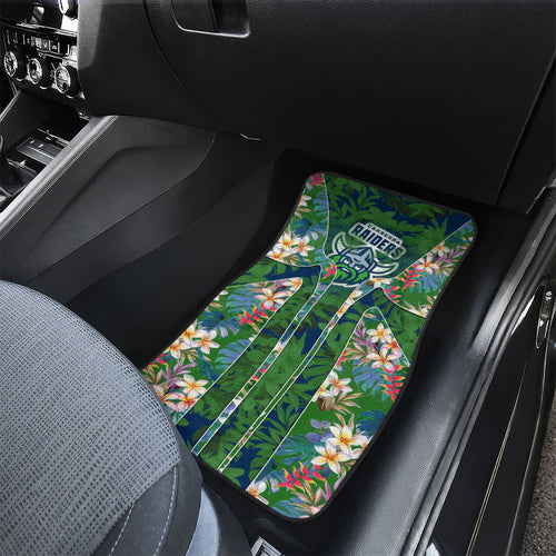 Canberra Raiders Car Mats Tropical Hibiscus Floral Pattern With Green And Navy Accents