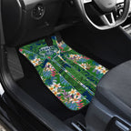 Canberra Raiders Car Mats Tropical Hibiscus Floral Pattern With Green And Navy Accents