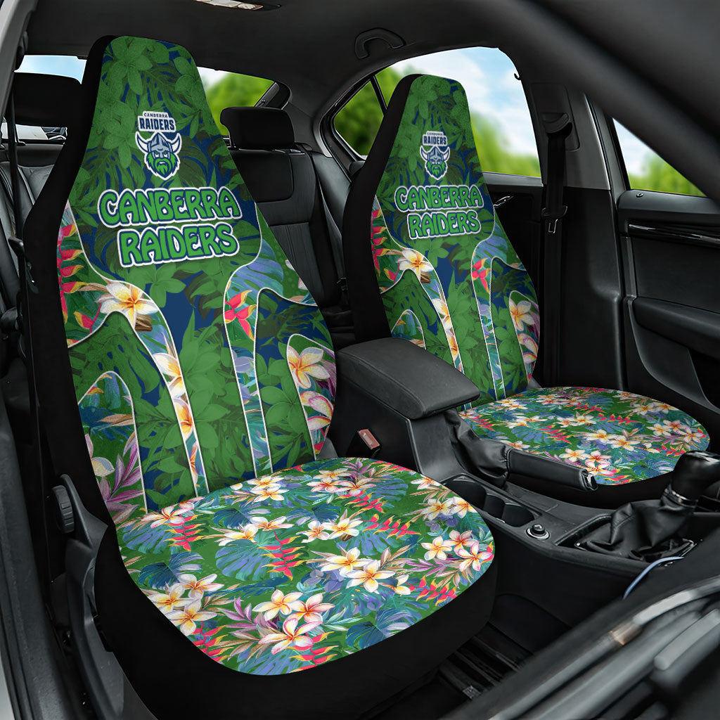 Canberra Raiders Car Seat Cover Tropical Hibiscus Floral Pattern With Green And Navy Accents