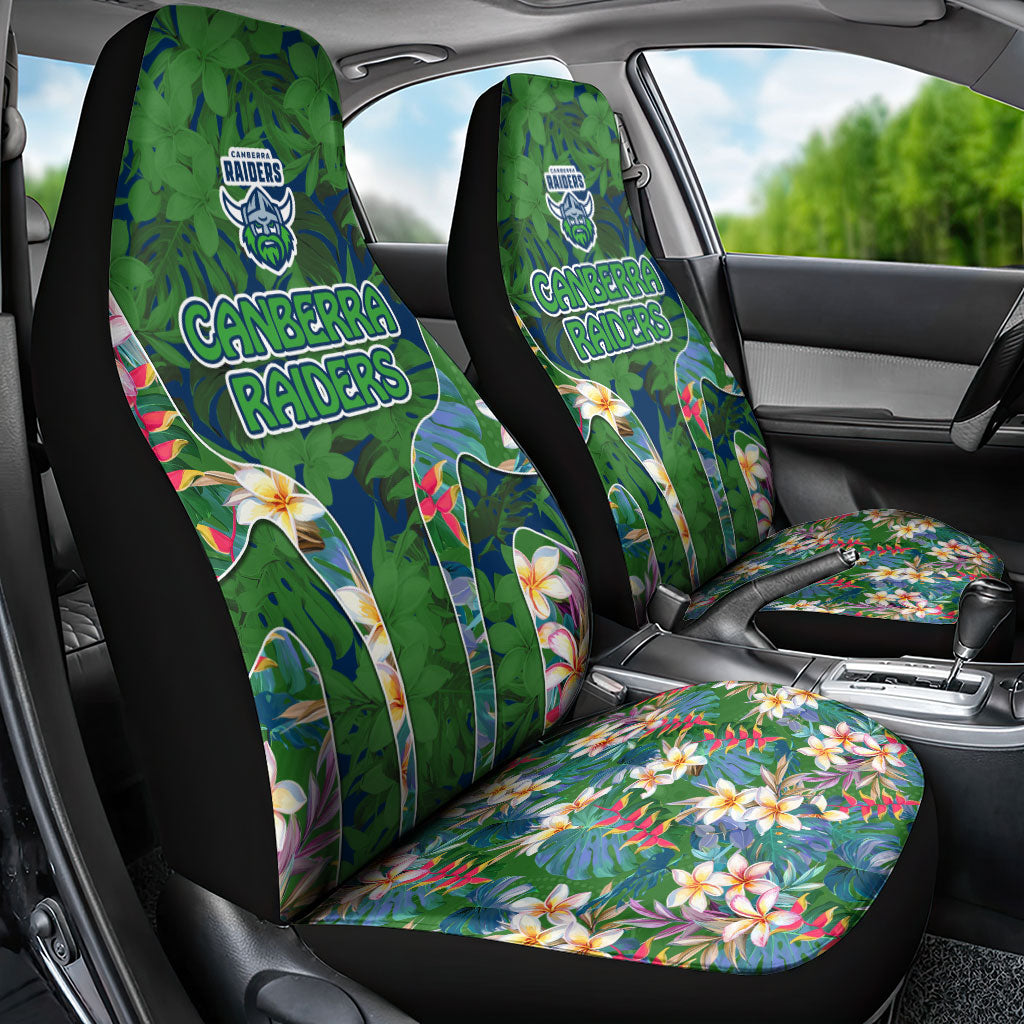 Canberra Raiders Car Seat Cover Tropical Hibiscus Floral Pattern With Green And Navy Accents