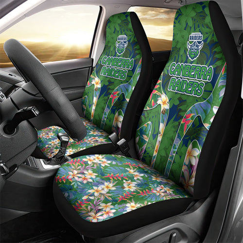 Canberra Raiders Car Seat Cover Tropical Hibiscus Floral Pattern With Green And Navy Accents