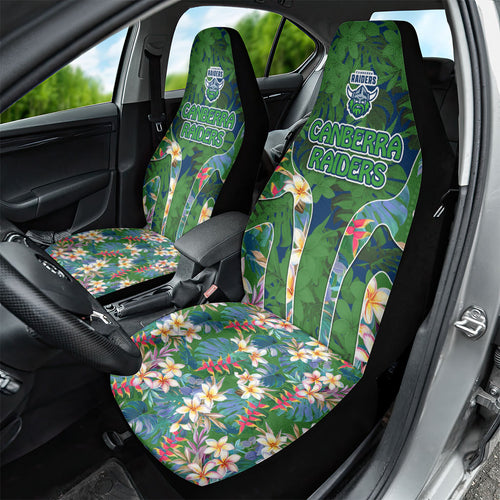 Canberra Raiders Car Seat Cover Tropical Hibiscus Floral Pattern With Green And Navy Accents