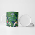 Canberra Raiders Ceramic Mug Tropical Hibiscus Floral Pattern With Green And Navy Accents