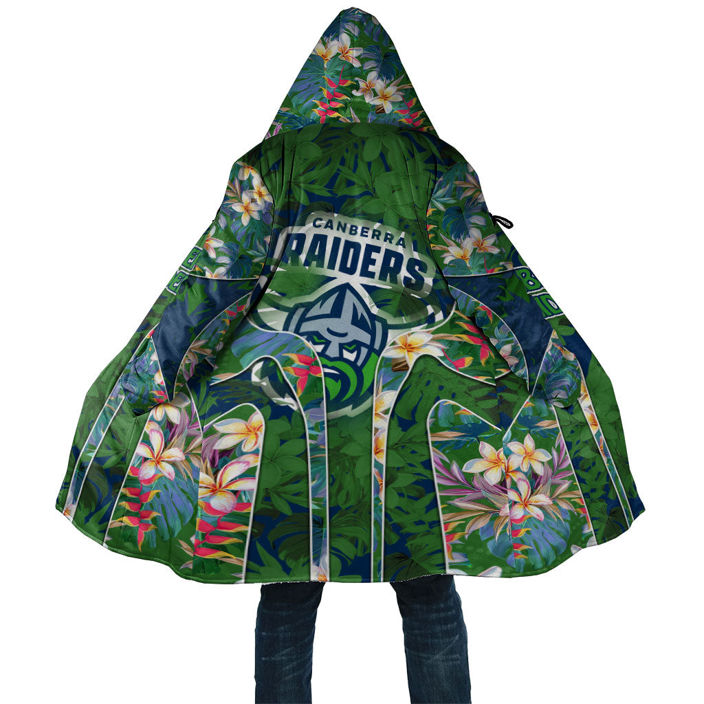 Canberra Raiders Cloak Tropical Hibiscus Floral Pattern With Green And Navy Accents