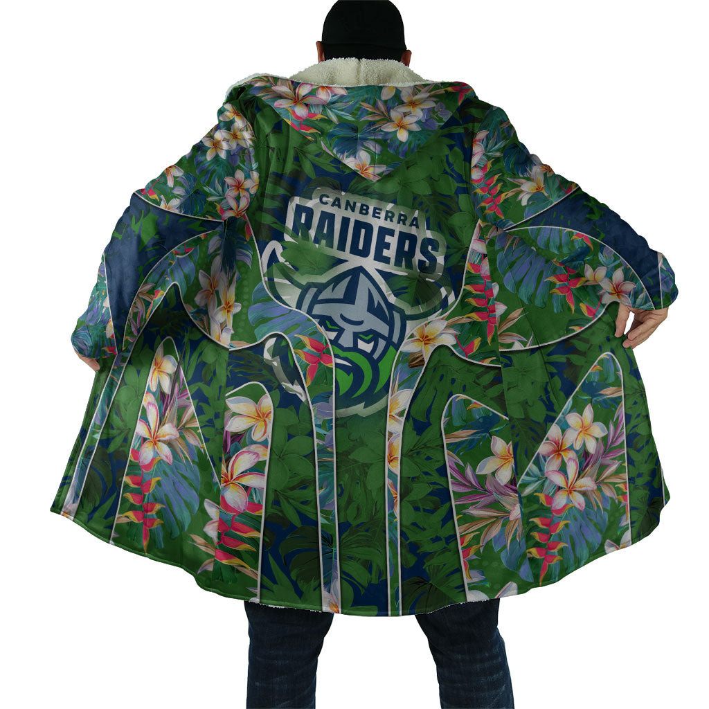 Canberra Raiders Cloak Tropical Hibiscus Floral Pattern With Green And Navy Accents