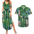 Canberra Raiders Couples Matching Summer Maxi Dress and Hawaiian Shirt Tropical Hibiscus Floral Pattern With Green And Navy Accents