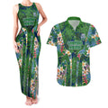 Canberra Raiders Couples Matching Tank Maxi Dress and Hawaiian Shirt Tropical Hibiscus Floral Pattern With Green And Navy Accents