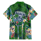 Canberra Raiders Family Matching Mermaid Dress and Hawaiian Shirt Tropical Hibiscus Floral Pattern With Green And Navy Accents