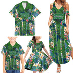 Canberra Raiders Family Matching Summer Maxi Dress and Hawaiian Shirt Tropical Hibiscus Floral Pattern With Green And Navy Accents