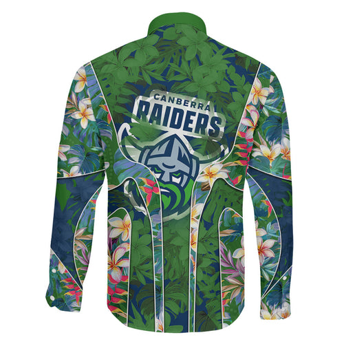 Canberra Raiders Family Matching Summer Maxi Dress and Hawaiian Shirt Tropical Hibiscus Floral Pattern With Green And Navy Accents