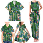 Canberra Raiders Family Matching Tank Maxi Dress and Hawaiian Shirt Tropical Hibiscus Floral Pattern With Green And Navy Accents