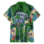 Canberra Raiders Family Matching Tank Maxi Dress and Hawaiian Shirt Tropical Hibiscus Floral Pattern With Green And Navy Accents