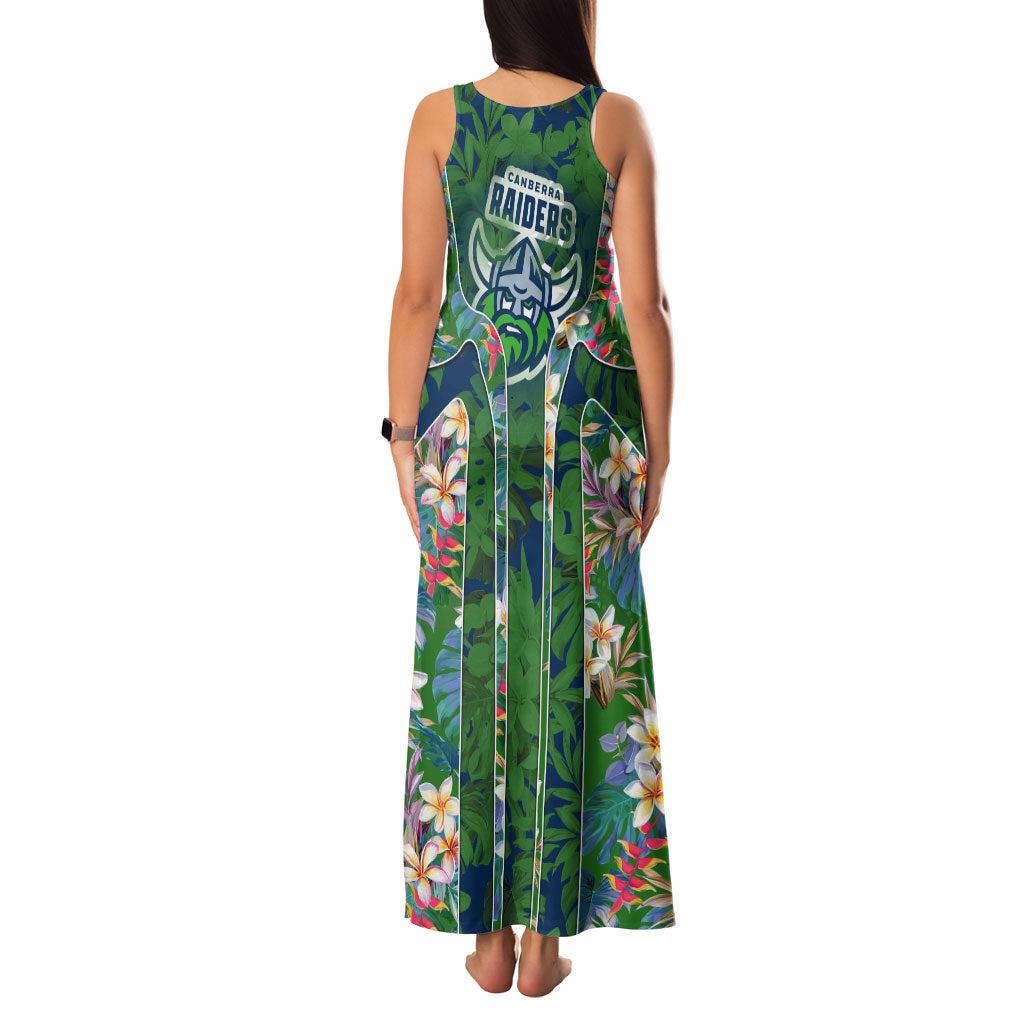 Canberra Raiders Family Matching Tank Maxi Dress and Hawaiian Shirt Tropical Hibiscus Floral Pattern With Green And Navy Accents