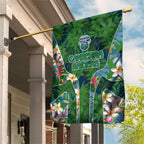 Canberra Raiders Garden Flag Tropical Hibiscus Floral Pattern With Green And Navy Accents