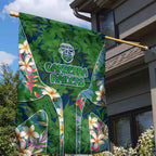 Canberra Raiders Garden Flag Tropical Hibiscus Floral Pattern With Green And Navy Accents