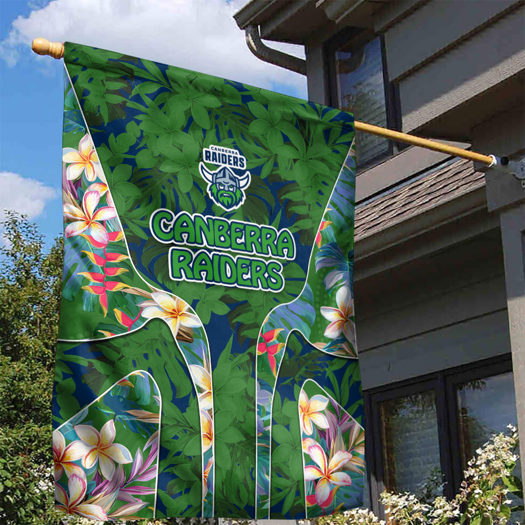 Canberra Raiders Garden Flag Tropical Hibiscus Floral Pattern With Green And Navy Accents