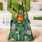 Canberra Raiders Grocery Bag Tropical Hibiscus Floral Pattern With Green And Navy Accents