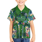 Canberra Raiders Hawaiian Shirt Tropical Hibiscus Floral Pattern With Green And Navy Accents