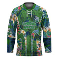 Canberra Raiders Hockey Jersey Tropical Hibiscus Floral Pattern With Green And Navy Accents