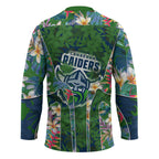 Canberra Raiders Hockey Jersey Tropical Hibiscus Floral Pattern With Green And Navy Accents