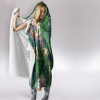 Canberra Raiders Hooded Blanket Tropical Hibiscus Floral Pattern With Green And Navy Accents