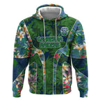 Canberra Raiders Hoodie Tropical Hibiscus Floral Pattern With Green And Navy Accents