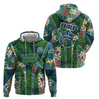 Canberra Raiders Hoodie Tropical Hibiscus Floral Pattern With Green And Navy Accents