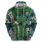 Canberra Raiders Hoodie Tropical Hibiscus Floral Pattern With Green And Navy Accents