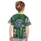 Canberra Raiders Kid T Shirt Tropical Hibiscus Floral Pattern With Green And Navy Accents