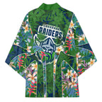 Canberra Raiders Kimono Tropical Hibiscus Floral Pattern With Green And Navy Accents