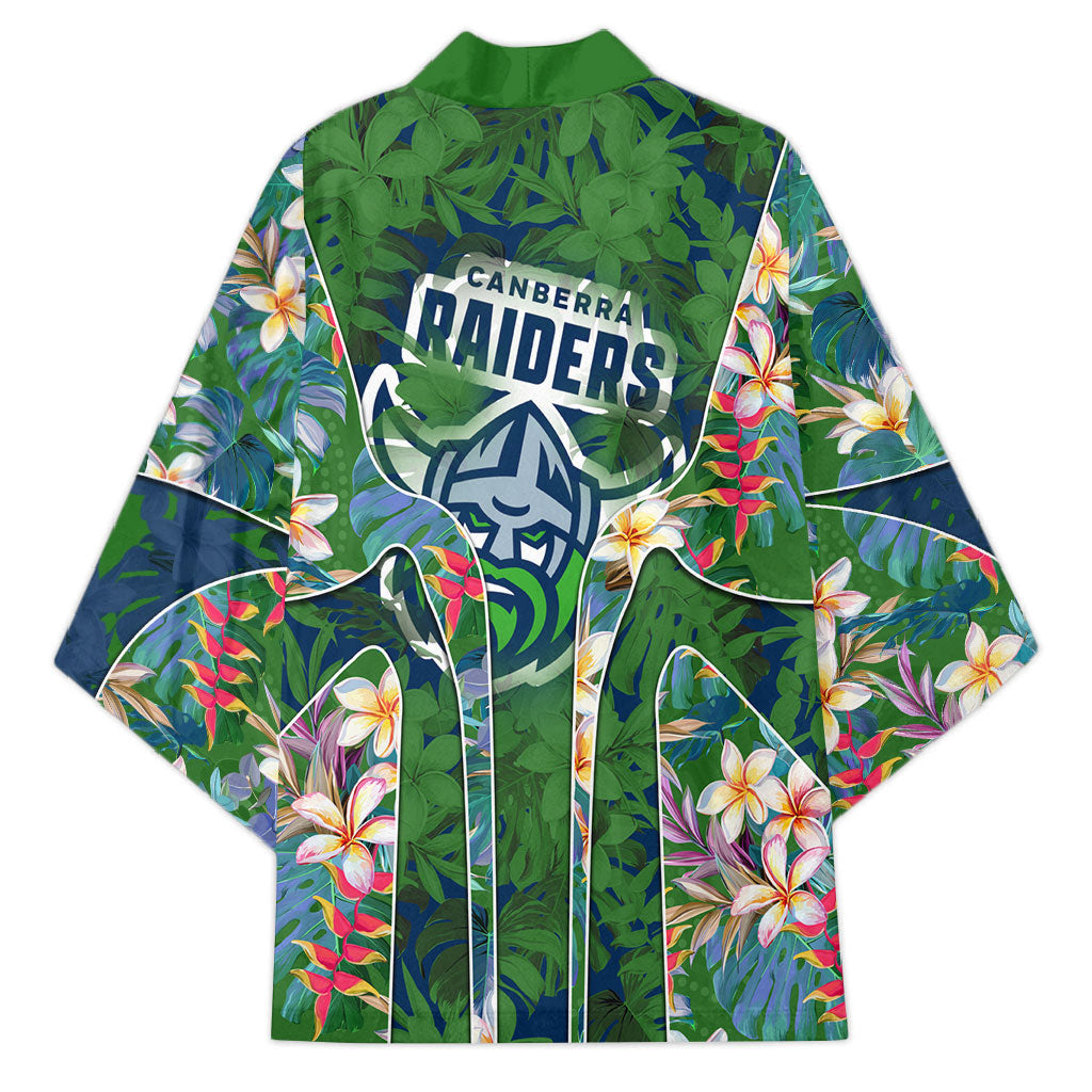 Canberra Raiders Kimono Tropical Hibiscus Floral Pattern With Green And Navy Accents