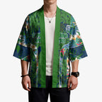 Canberra Raiders Kimono Tropical Hibiscus Floral Pattern With Green And Navy Accents