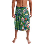 Canberra Raiders Lavalava Tropical Hibiscus Floral Pattern With Green And Navy Accents