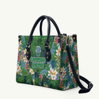 Canberra Raiders Leather Bag Tropical Hibiscus Floral Pattern With Green And Navy Accents