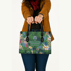 Canberra Raiders Leather Bag Tropical Hibiscus Floral Pattern With Green And Navy Accents