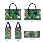 Canberra Raiders Leather Bag Tropical Hibiscus Floral Pattern With Green And Navy Accents