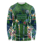 Canberra Raiders Long Sleeve Shirt Tropical Hibiscus Floral Pattern With Green And Navy Accents