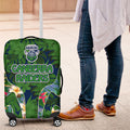 Canberra Raiders Luggage Cover Tropical Hibiscus Floral Pattern With Green And Navy Accents