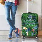Canberra Raiders Luggage Cover Tropical Hibiscus Floral Pattern With Green And Navy Accents