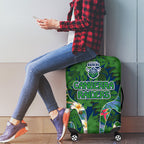 Canberra Raiders Luggage Cover Tropical Hibiscus Floral Pattern With Green And Navy Accents