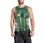 Canberra Raiders Men Tank Top Tropical Hibiscus Floral Pattern With Green And Navy Accents