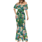 Canberra Raiders Mermaid Dress Tropical Hibiscus Floral Pattern With Green And Navy Accents